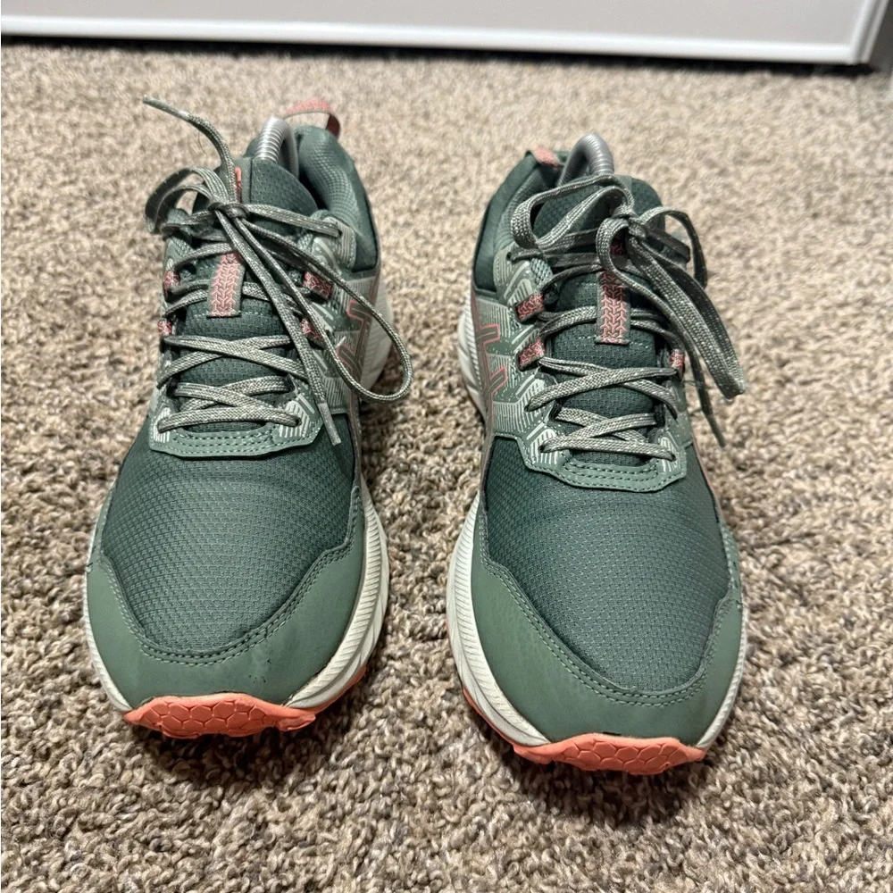 Asics gel-venture 9 Women's Trail Running Shoes - Olive Green with  Coral - Picture 3 of 8